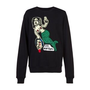 Haculla Black "One Night Stand" crewneck featuring large chenille Mens XL